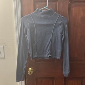 Ribbed Long Sleeve Mock Neck Top